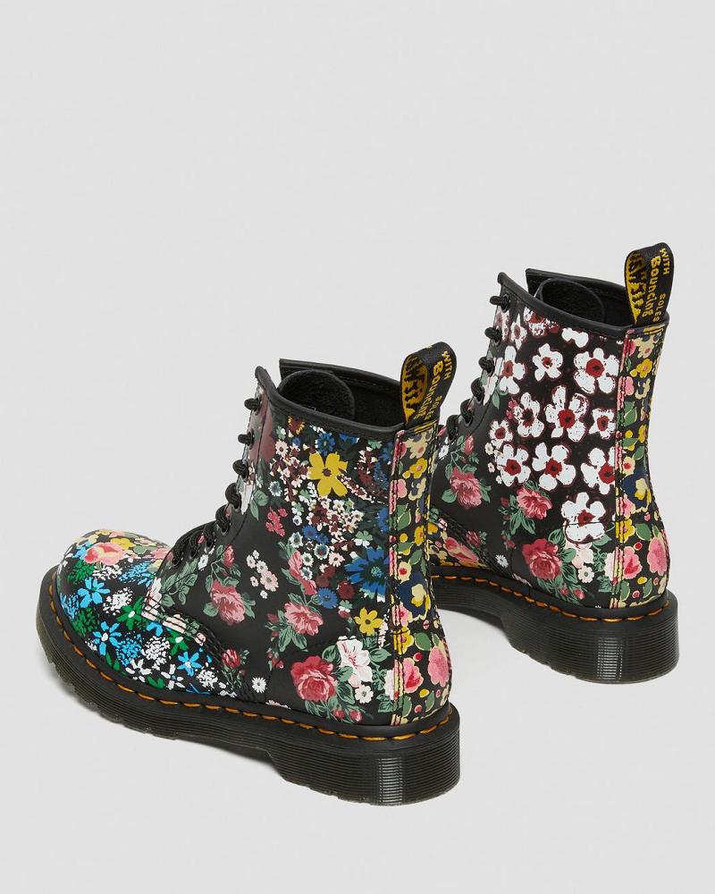 Women's Dr Martens 1460 Pascal Floral Mash Up Leather Lace Up Boots White | AU 186OKI